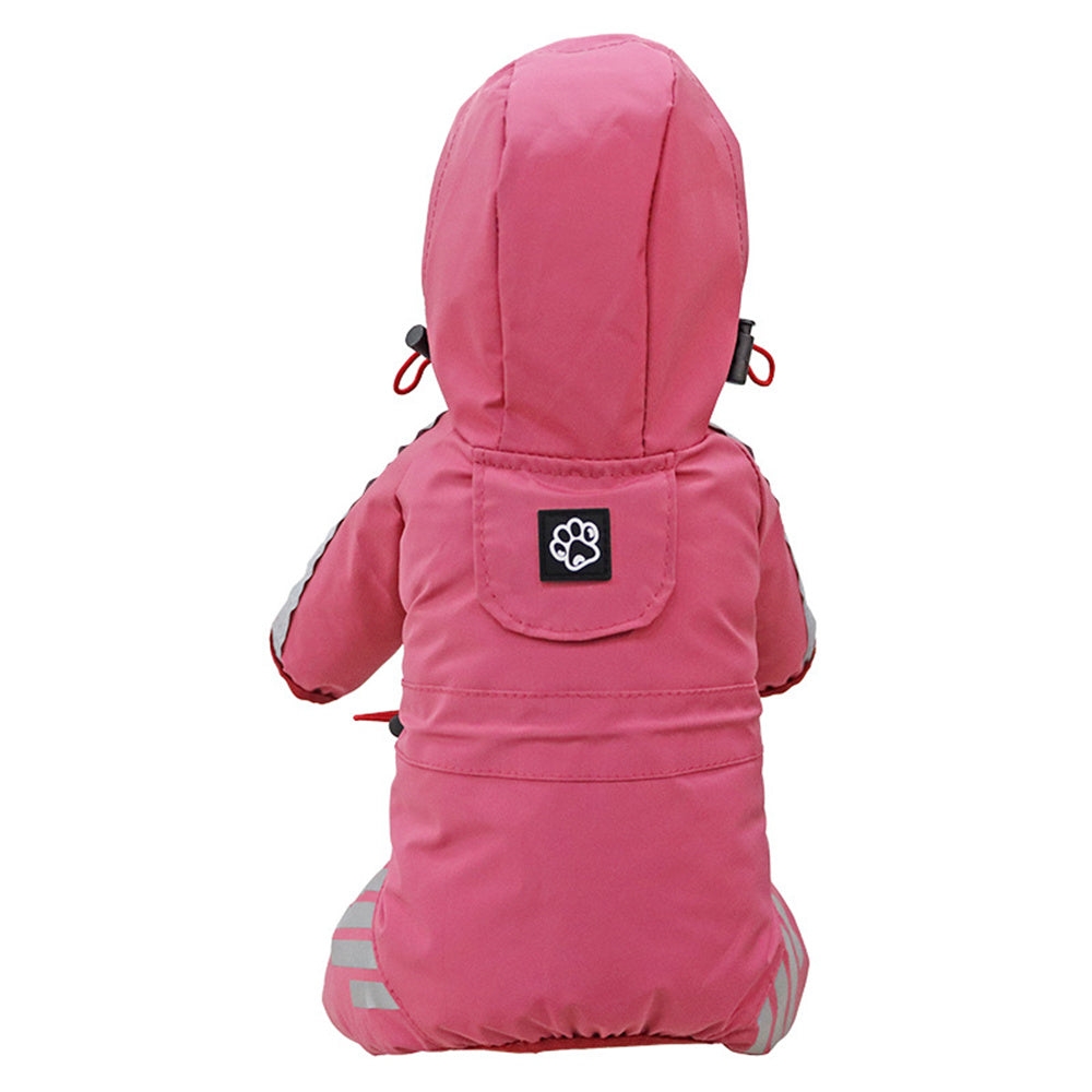 Dog Raincoat Waterproof Pink Hood Jacket Pet Clothing Size L
