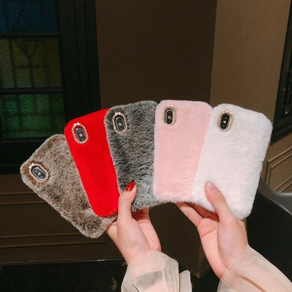 Compatible with Apple iPhone 7 8 SE Case Fluffy Fur Pink Mobile Cover Protective Case