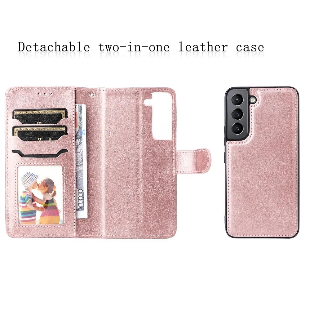 Compatible with Samsung S22 Magnetic 2-in-1 Phone Case Wallet Pink Pink Gold