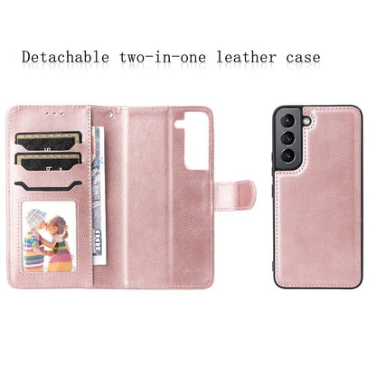 Compatible with Samsung S22 Magnetic 2-in-1 Phone Case Wallet Pink Pink Gold