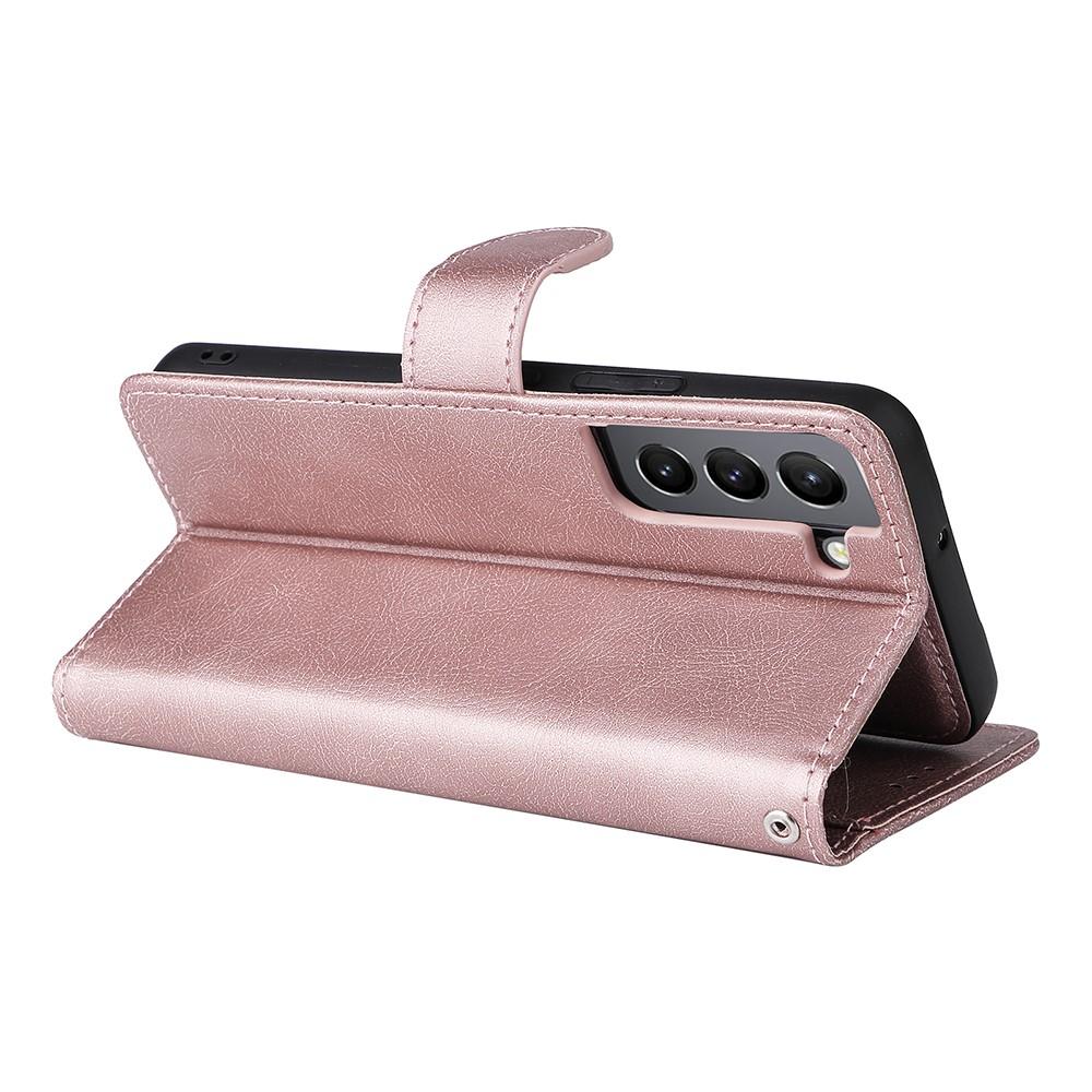 Compatible with Samsung S22 Magnetic 2-in-1 Phone Case Wallet Pink Pink Gold