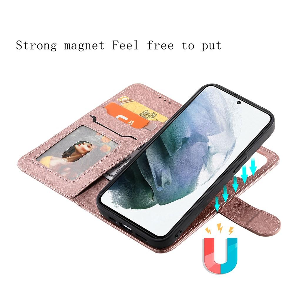 Compatible with Samsung S22 Magnetic 2-in-1 Phone Case Wallet Pink Pink Gold