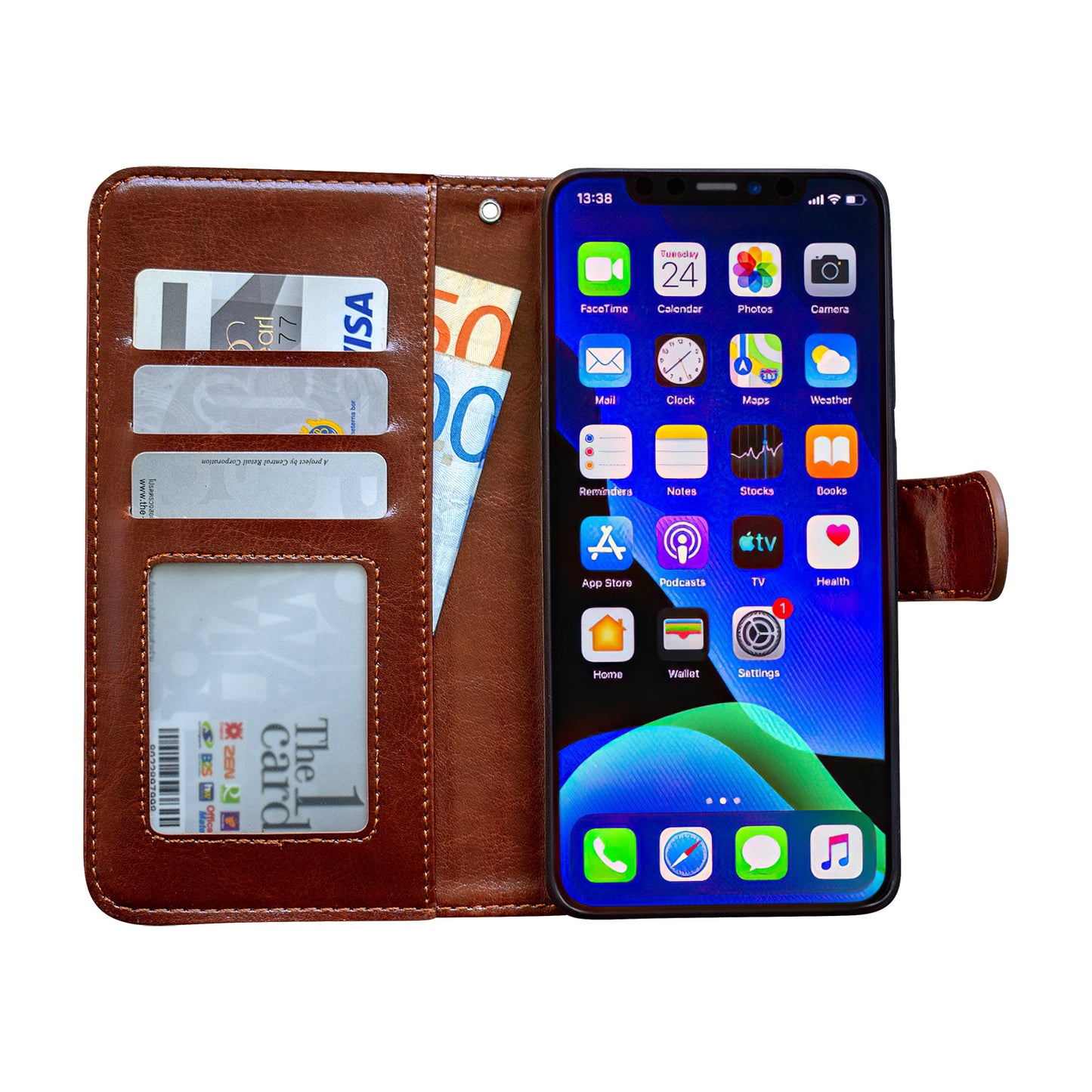 Leather Case for iPhone 12 Protection Brown