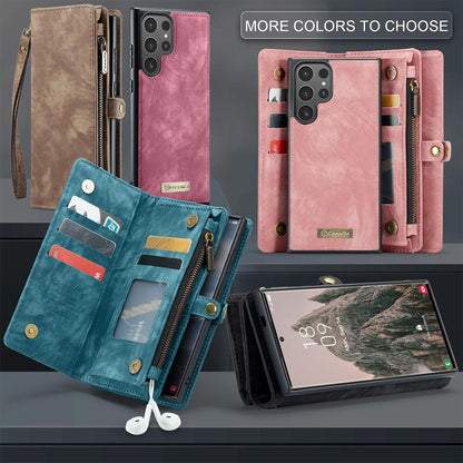 iPhone 16 Plus Leather Wallet Case with Magnetic Zipper Pocket Card Holder Compatible withSamsung Dark Pink