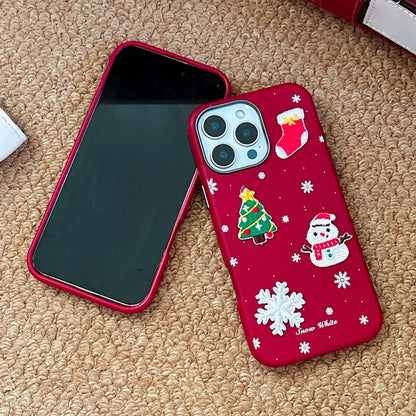 Compatible with Apple iPhone 16 Pro Max Case 3D Christmas Frosted PC Hybrid TPU Cover