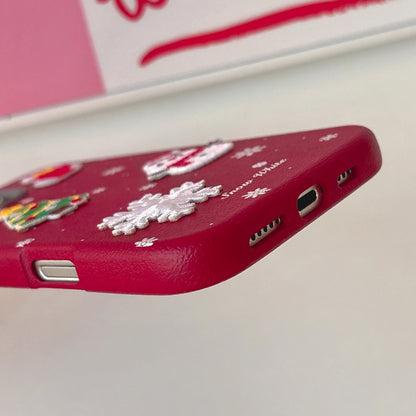 Compatible with Apple iPhone 16 Pro Max Case 3D Christmas Frosted PC Hybrid TPU Cover