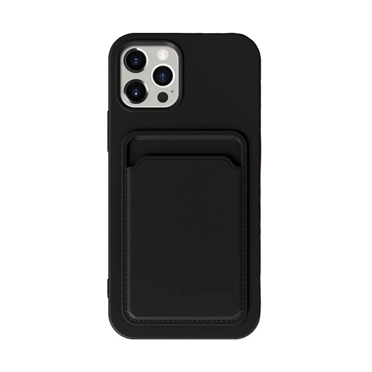 Compatible with Apple iPhone 13 Silicone Case with Card Holder Black