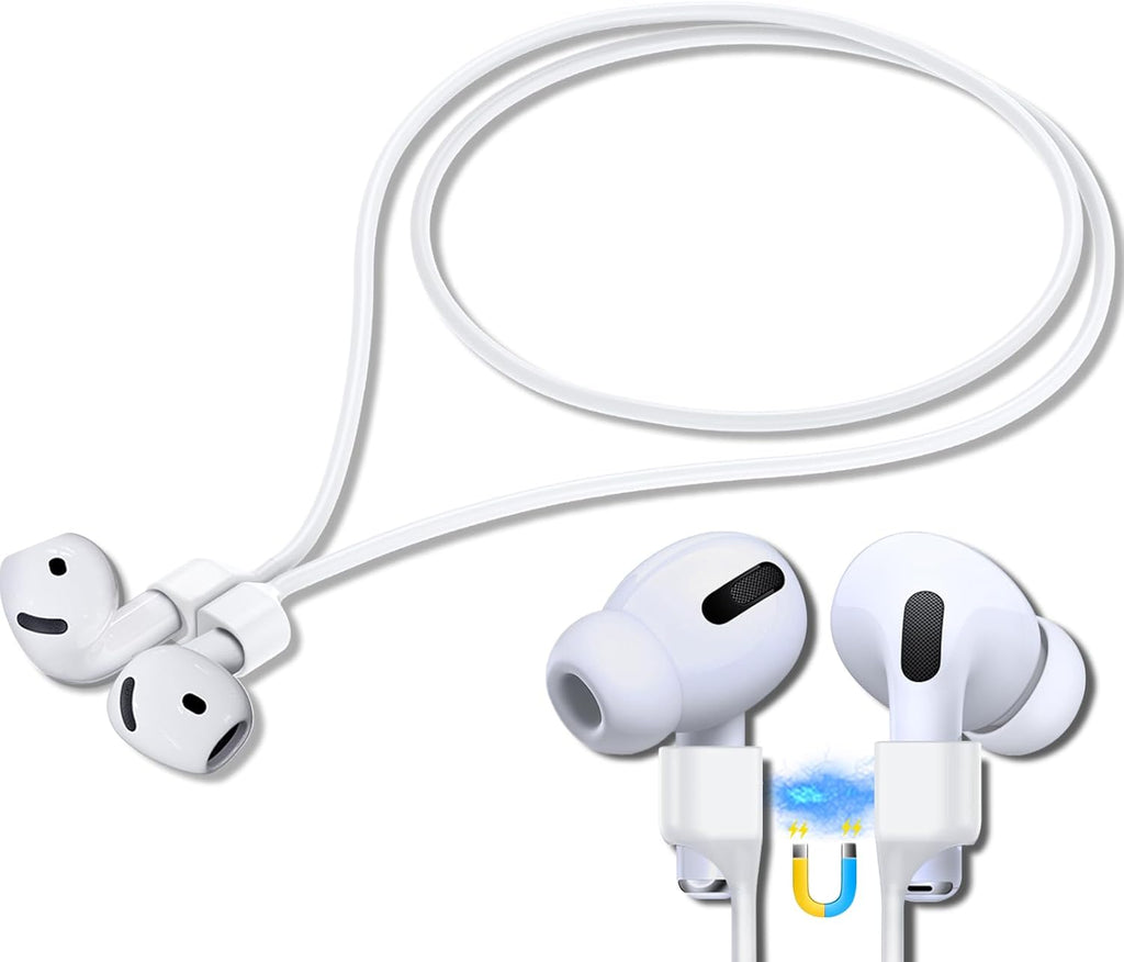 AirPod Strap with Magnetic,AirPod Lanyard Anti-Lost Cord for Sports Anti-Loss, AirPod Accessories Compatible with AirPods 4 Case 2024, AirPod Pro 2nd/1st, AirPod 3, AirPod 2/1- White 1 Pack