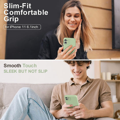 iPhone 11 Case 6.1 Inch Liquid Silicone Square Edges Camera Protection Soft Anti-Scratch Microfiber Lining Matcha Green Upgraded