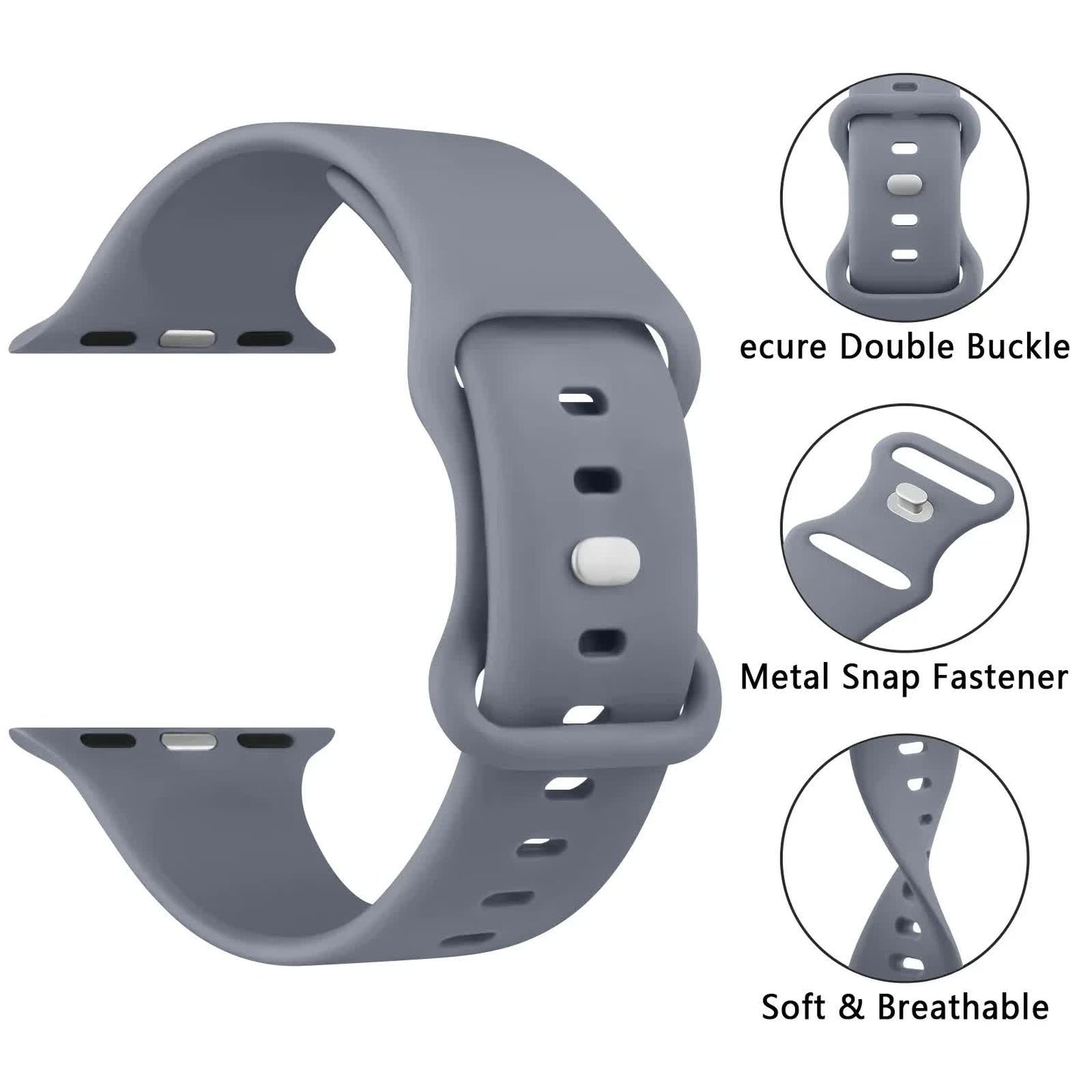 Soft Silicone Band for Compatible with Apple Watch Series 8 7 6 5 4 3 SE and Ultra, Apple, Smoky Purple, 38mm 40mm 41mm 42mm 44mm 45mm 49mm