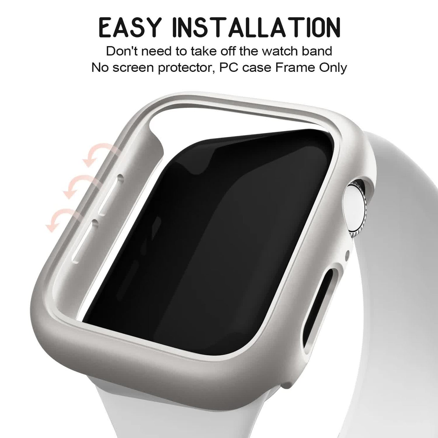 Hard PC Case for Compatible with Apple Watch 45mm 41mm 38mm 42mm 40mm 44mm iWatch SE Series 9 8 7 6 5 4 3 2 1 Matte Bumper Frame 3pcs