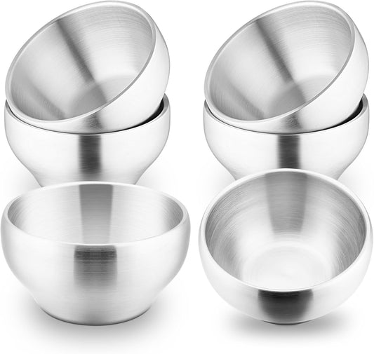 Stainless Steel Bowls for Kids-6 Pack, 12OZ Double Walled Baby Toddler Bowls for Baby Food/Cereal/Snack, 18/10 Non-Toxic Metal & Unbreakable, Dishwasher Safe