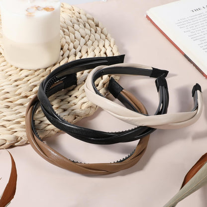 3 PCS Non-slip Leather Headbands for Women, Twisted Headband for Women, Boho Braided Headband, Hair Accessories for Woman Girls