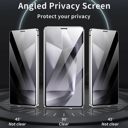 Compatible with Samsung Galaxy S25 Ultra Case Anti-Spy Dual-Sided Tempered Glass Magnetic Phone Case by WELLNGS Black