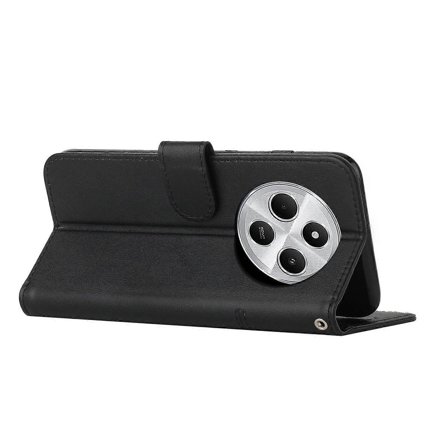 Stitched Calfskin Case for Redmi 14C 4G (FMY) Black_yux Black
