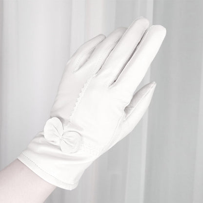Women Leather Gloves Winter Warm Real Lambskin Fleece Lined Driving Gloves