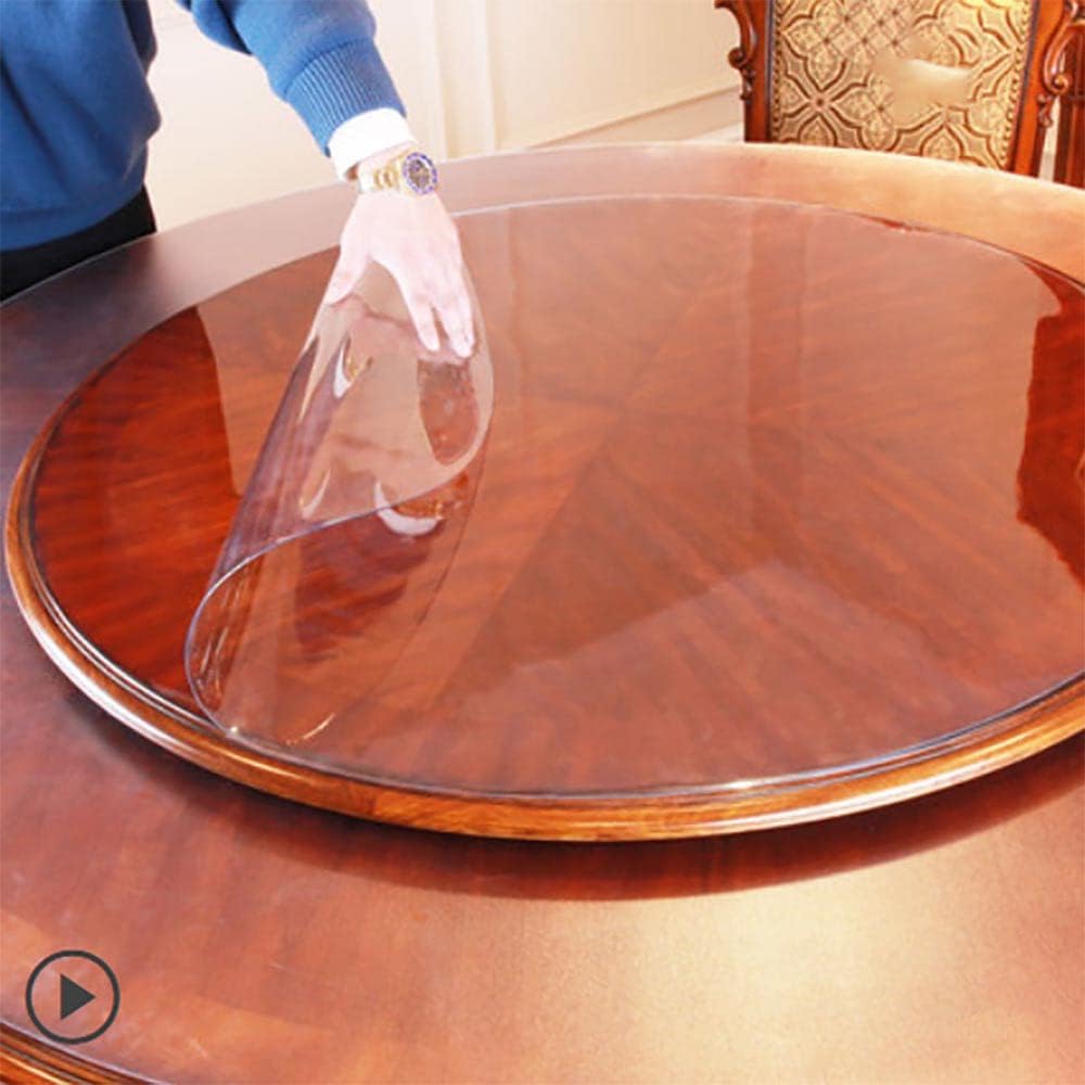 Clear Plastic Tablecloth Protector Round Table Transparent Cover Vinyl Table Cloth for Kitchen and Home Table (22 inch Diameter,2.0mm Thick)