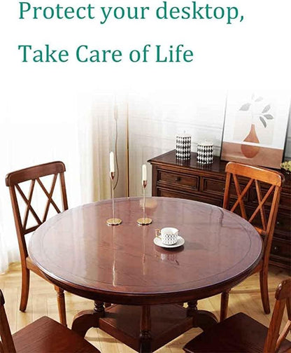 Clear Plastic Tablecloth Protector Round Table Transparent Cover Vinyl Table Cloth for Kitchen and Home Table (22 inch Diameter,2.0mm Thick)