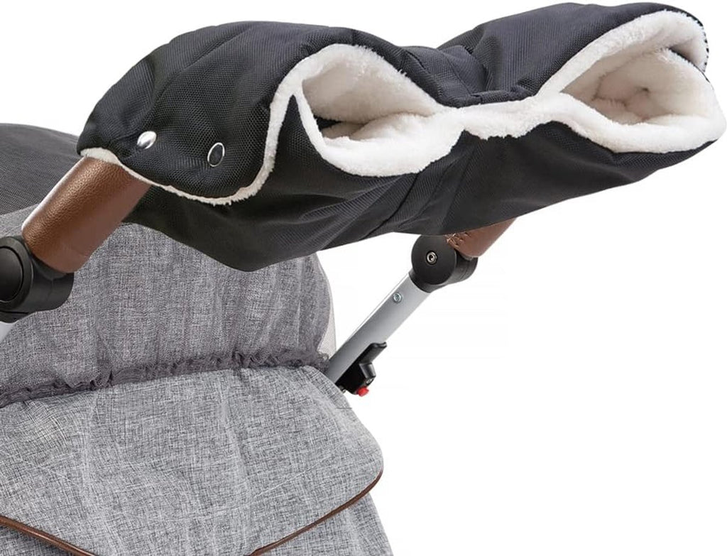 Fleece Stroller Gloves - Waterproof, Windproof, Frost-Resistant, Thickened and Warm - Winter Stroller Gloves (Black)