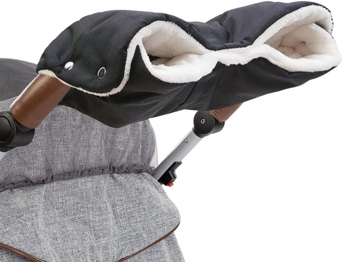 Fleece Stroller Gloves - Waterproof, Windproof, Frost-Resistant, Thickened and Warm - Winter Stroller Gloves (Black)