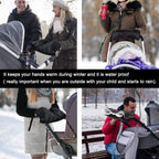 Fleece Stroller Gloves - Waterproof, Windproof, Frost-Resistant, Thickened and Warm - Winter Stroller Gloves (Black)