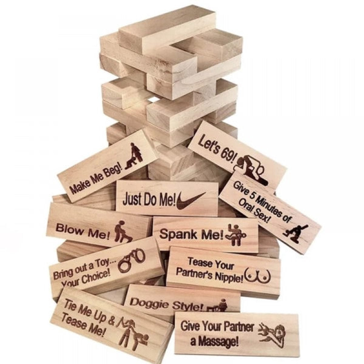 Romantic Couple Games - Jenga Tower Game - Erotic Jenga Game - Jenga for Couples - Jenga Game for Valentine's Day - Gift for an Adult Couple's Night - Valentine's Day Gift