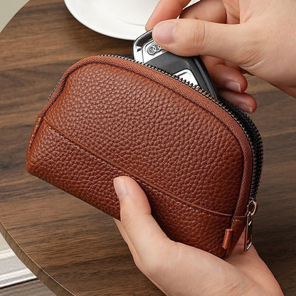 Vintage Wallet with Zip Around - Compact and Beautiful - Key Holder - Mini - Clutch - Coin Purse - Dark Brown