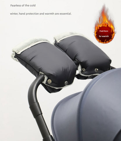 Warm gloves for strollers - water-repellent gloves for winter and snowy days - cold-resistant gloves for strollers - windproof and thickened (black)