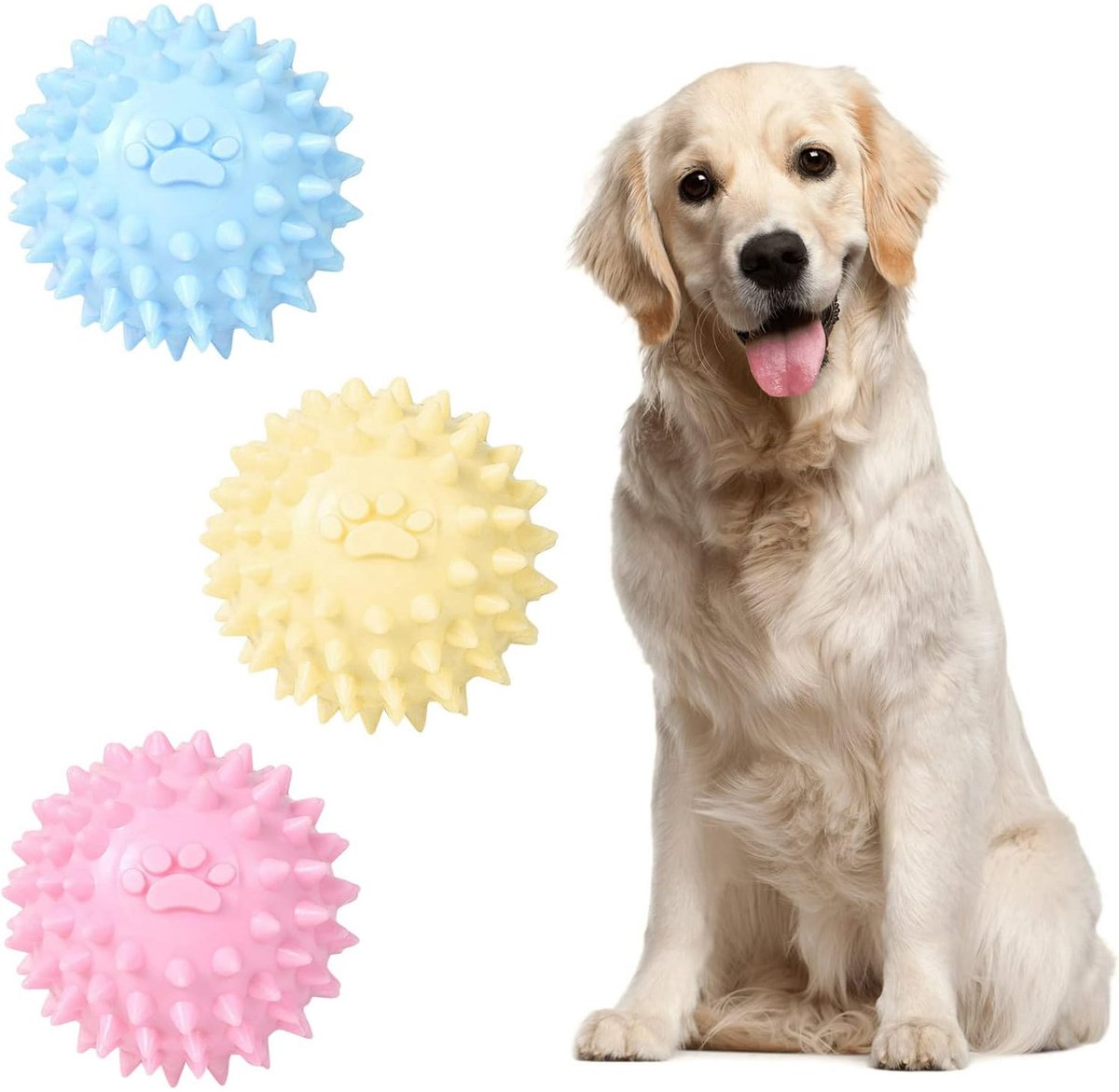 Dog Toy - TPR Spiky Ball, No Squeaker - Chew Toy - Long Lasting and Durable - Perfect for Dogs That Love to Chew - Puppy Training for Teething - Small Rubber Spike Toy