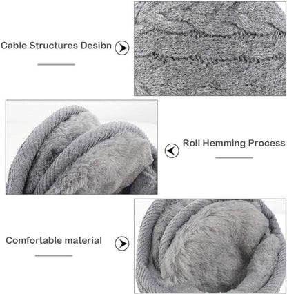 Earmuffs - Knitted Earmuffs - Earmuffs for Adults - Warm Earmuffs - Warm Winter Earmuffs - Foldable - Suitable for Outdoor Activities for Men and Women (White)