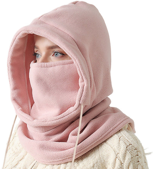 3-in-1 Women's Hat, Scarf & Face Mask - Warm Women's Hooded Scarf - Windproof Face Mask - Warm Face Mask - Scarf - Pink - Perfect for winter activities such as skiing, running, cycling, motorcycling, picnicking and hiking.