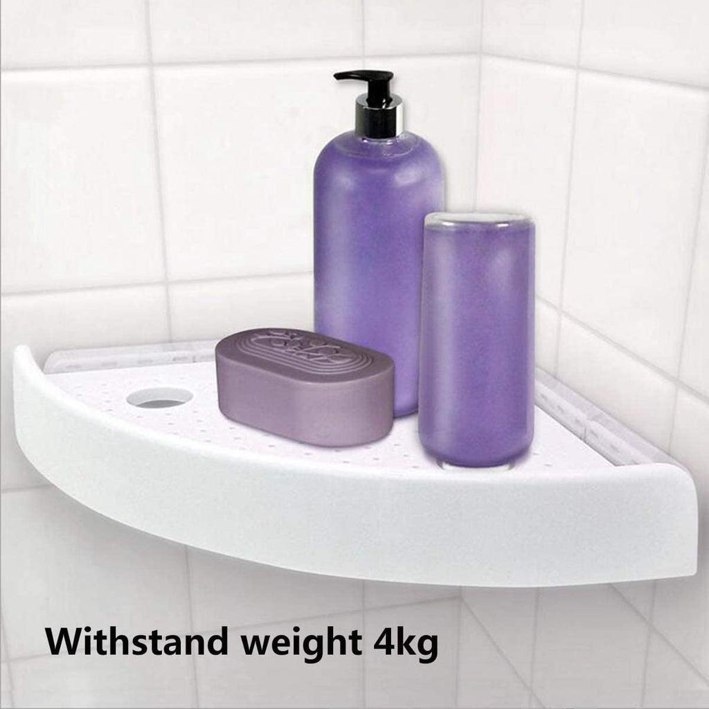 Triangular Shelf - Storage Rack - Bathroom Corner Shelf Triangular Handle Wall Mounting Bracket - Suitable for Kitchen and Bathroom Strong Suction Wall Mounted Shelf Storage Basket (No Drilling Required)