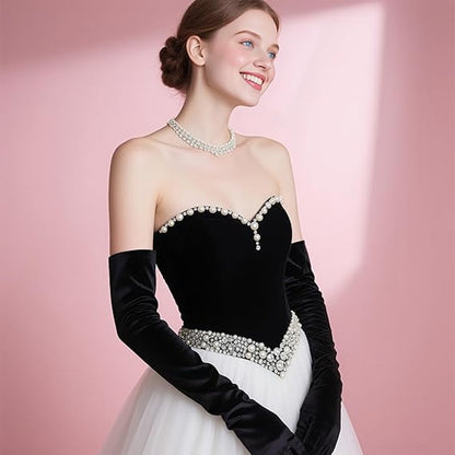 Women's Gloves - Suitable for Weddings, Tea Parties, Cosplay, and Outfit Coordination - Black