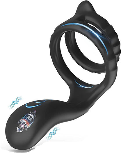 Vibrating Cock Ring - Silicone Penis Ring - Sex Toys for Couples - Sex Toys for Men and Couples - Silicone Penis Ring and Ball Stretcher Sex Toys for Men Self-Jerking Off