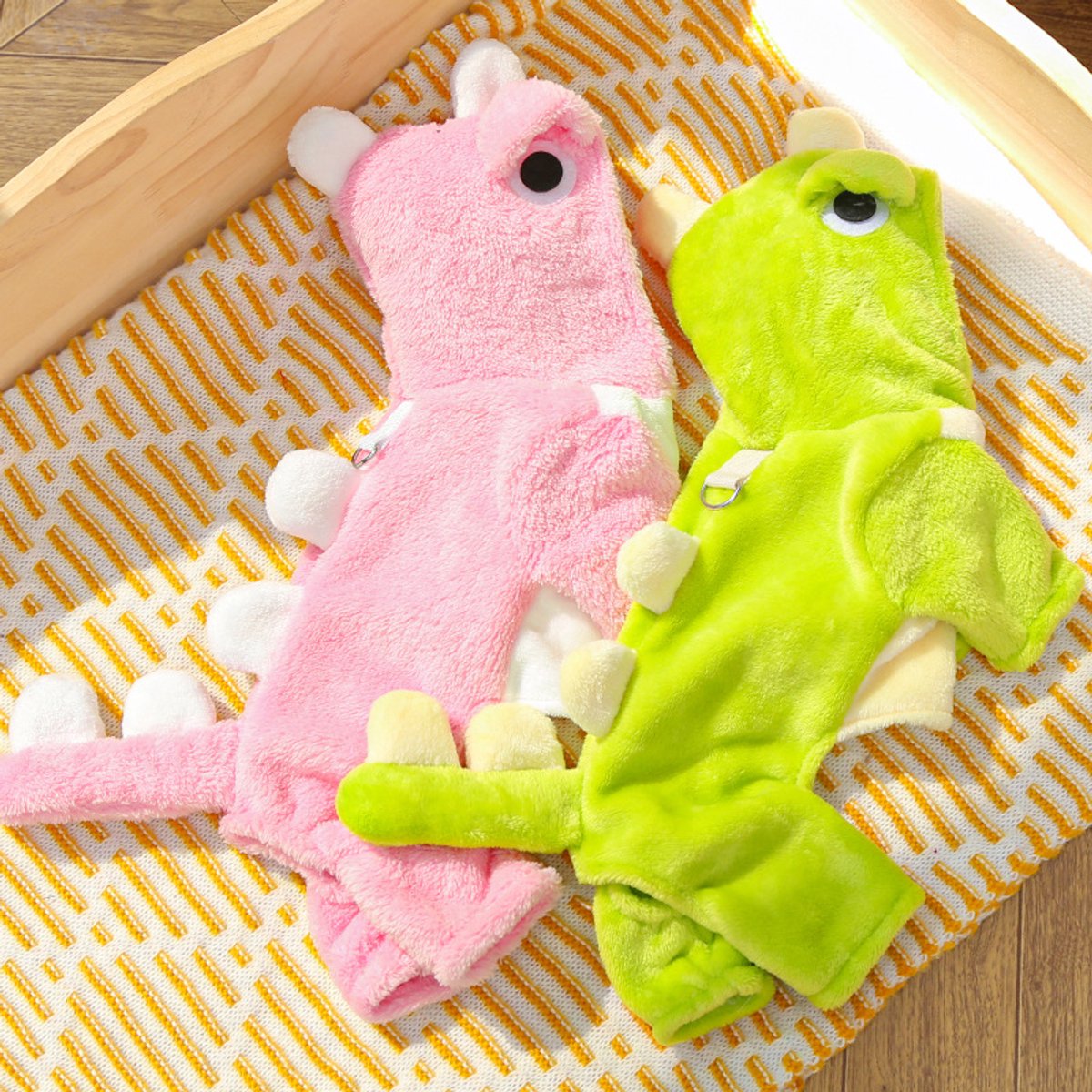 Warm Pet Clothing - Cute Dinosaur Dog Suit - Warm Fleece Pet Clothes for Small Dogs - Pink (Size M)
