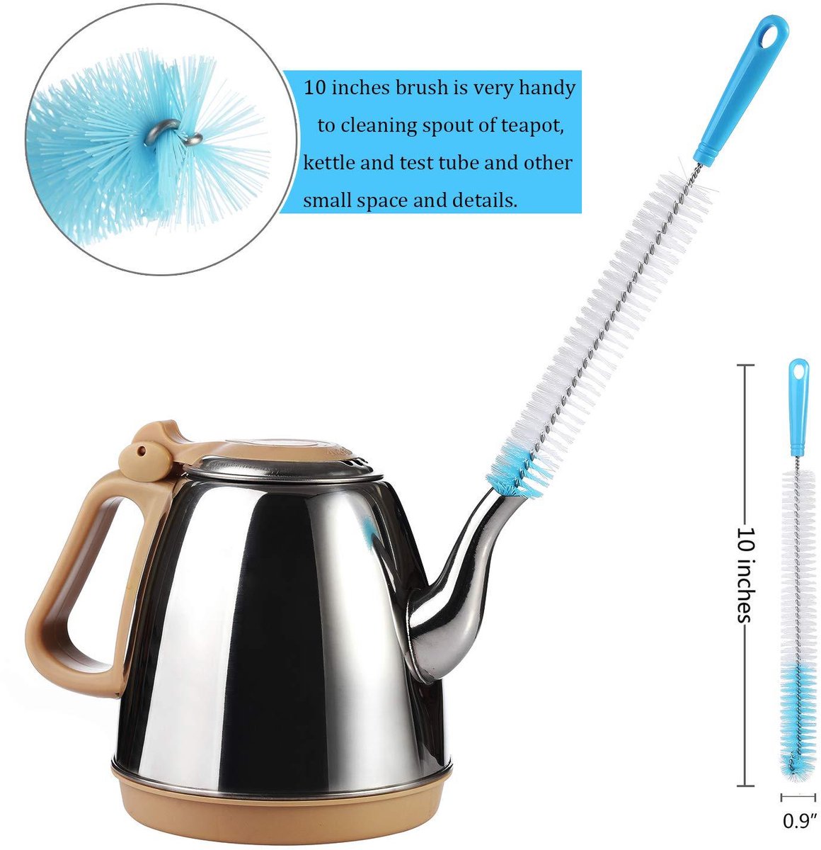 Cup Cleaning Brushes - Pack of 8 - Scratch-resistant - For all cup surfaces - Baby bottle brush - Blue