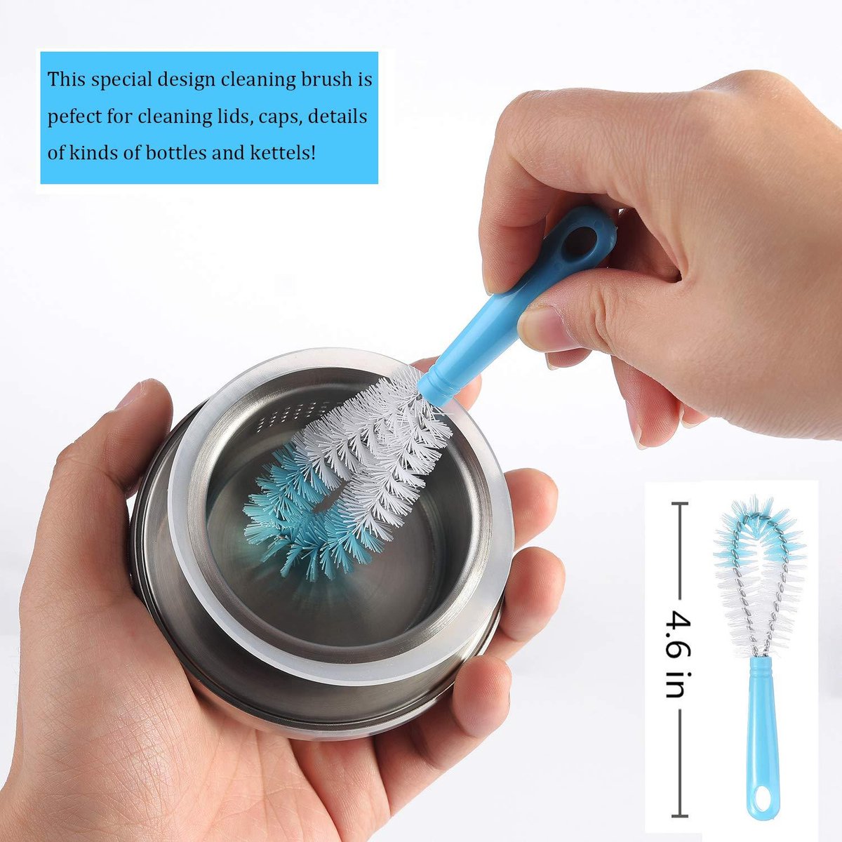 Cup Cleaning Brushes - Pack of 8 - Scratch-resistant - For all cup surfaces - Baby bottle brush - Blue
