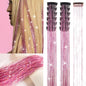 Hair Tinsels - Festival Glitter Hair Extensions - Glittery Hair Extensions - 12-Piece Clip-On Hair Accessory Set - 52cm, for Christmas and New Year, Glittery Hair Extensions, Suitable for Women, Girls and Children (Pink)