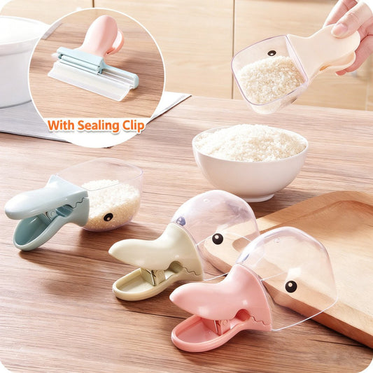 Spoon - Measuring Cup - Feeding Spoon - Bottle Feeding Spoon - With Closure Clip - Cute Duck Head - 3-Piece Set