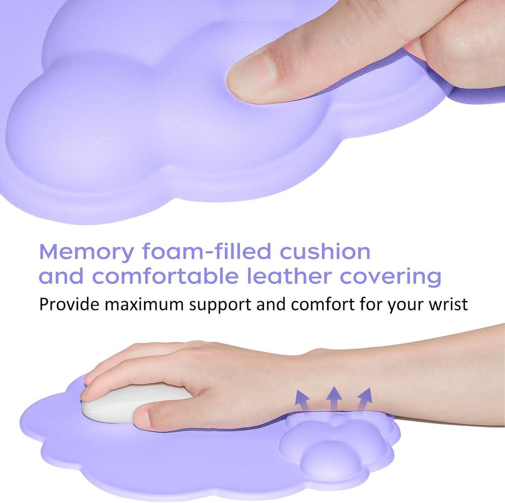 Mouse Pad - Mouse Pad with Wrist Rest - Ergonomic Mouse Pad - Mouse Pad with Leather Surface, Suitable for Computers, Laptops, Office, Home and Travel, with Non-Slip Bottom - Purple
