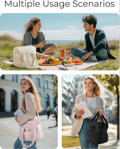 Cooler Bags - Lunch Bag - Handle Strap - Cooler Bag - Lunch Bag - Insulated Cooler Bag - Picnic Bag - Suitable for work, office, travel and picnics（Black）