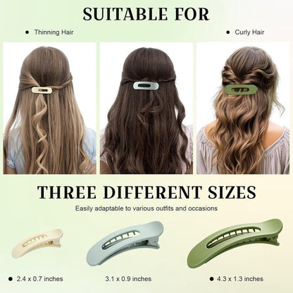 9-pack flat hair clips for women, flat claw clips for girls, suitable for thick and fine hair, 3 sizes, crocodile leather hair clips, matte hair clips, non-slip, French hair accessories