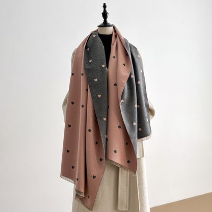 Women's scarf - Long scarf - Double-sided warm blanket - Suitable for spring, autumn and winter - 185*65cm - Pink