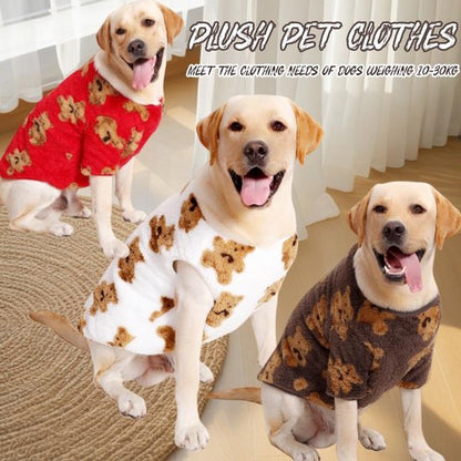 Dog Coat - Cute Bear Pattern - Plush Dog Vest - Winter Dog Coats - Dog Coat - Suitable for medium to large dogs weighing 20-25 kg - Red