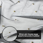 Black Table Veil with White Pearls - Silky Gauze 30x120 Inches - For Weddings, Parties & Table Decorations