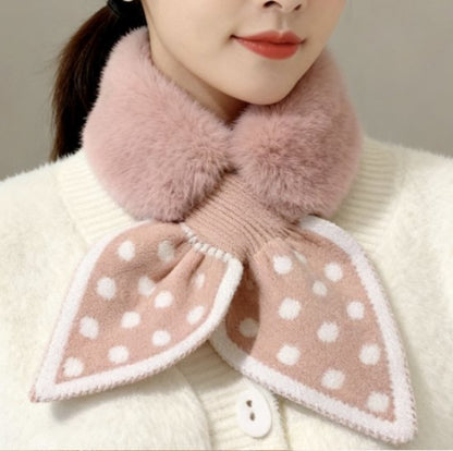Warm scarf for autumn and winter - Soft and comfortable women's scarf with dotted pattern - Fashionable and versatile winter scarf for everyday use（Pink）