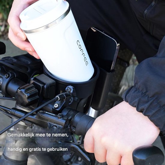 2-in-1 Bicycle Water Bottle and Phone Holder - Water Bottle Holder - Phone Stand - 360° Rotatable Water Bottle Holder - Black