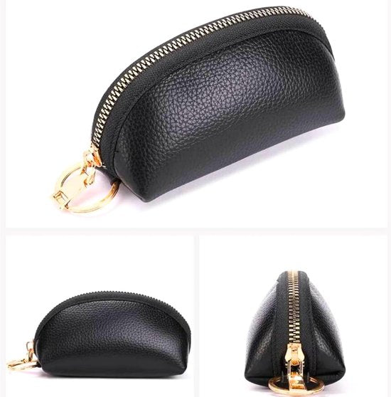 Mini Keychain Pouch/Coin Holder - Key Holder, Coin Organizer, Wallet for Women and Men, Keychain Protector (Black)