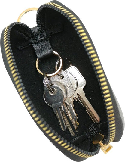 Mini Keychain Pouch/Coin Holder - Key Holder, Coin Organizer, Wallet for Women and Men, Keychain Protector (Black)