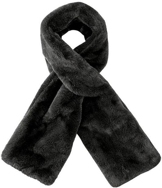 Scarf with Concealed Zipper Pocket - Secure Storage Pocket for Keys & Cards - Downy Soft & Warm - Black